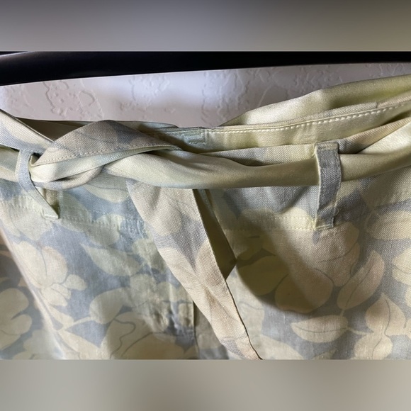 Sigrid Olsen|So be it, Tan Floral Linen Wide leg pants, lagenlook style••• - Picture 8 of 16